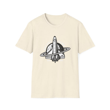 Epic Space Shuttle T-Shirt | Vintage Cosmic Saturn & Moon Tee | Stellar Astronomy & Science Fan Apparel | Explore the Galaxy!