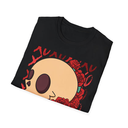 Charming XOXO Skull & Roses T-Shirt | Sweet Gothic Love Tee | Unique Edgy Romantic Print-on-Demand Apparel Gift