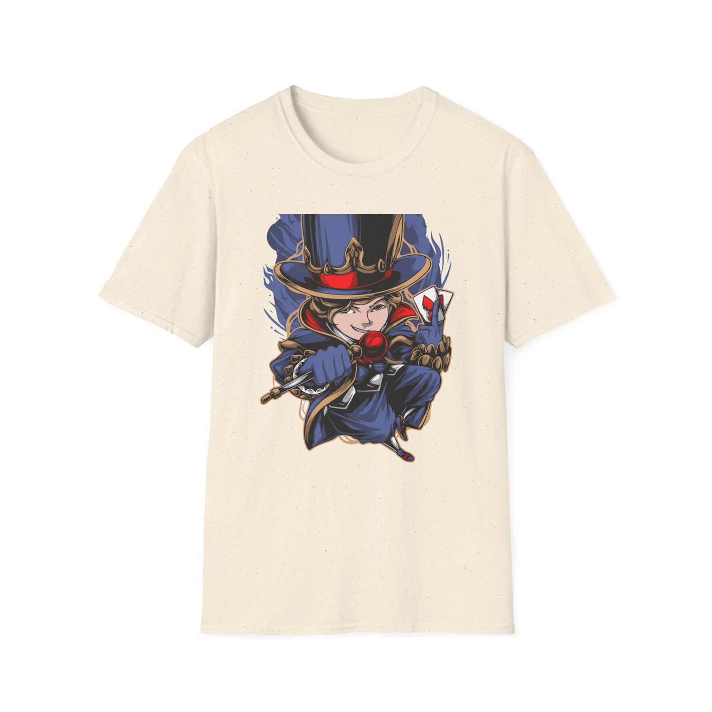 Enchanting Magician T-Shirt | Anime Style Illusionist Tee with Top Hat & Playing Cards | Unique Fantasy Graphic Apparel