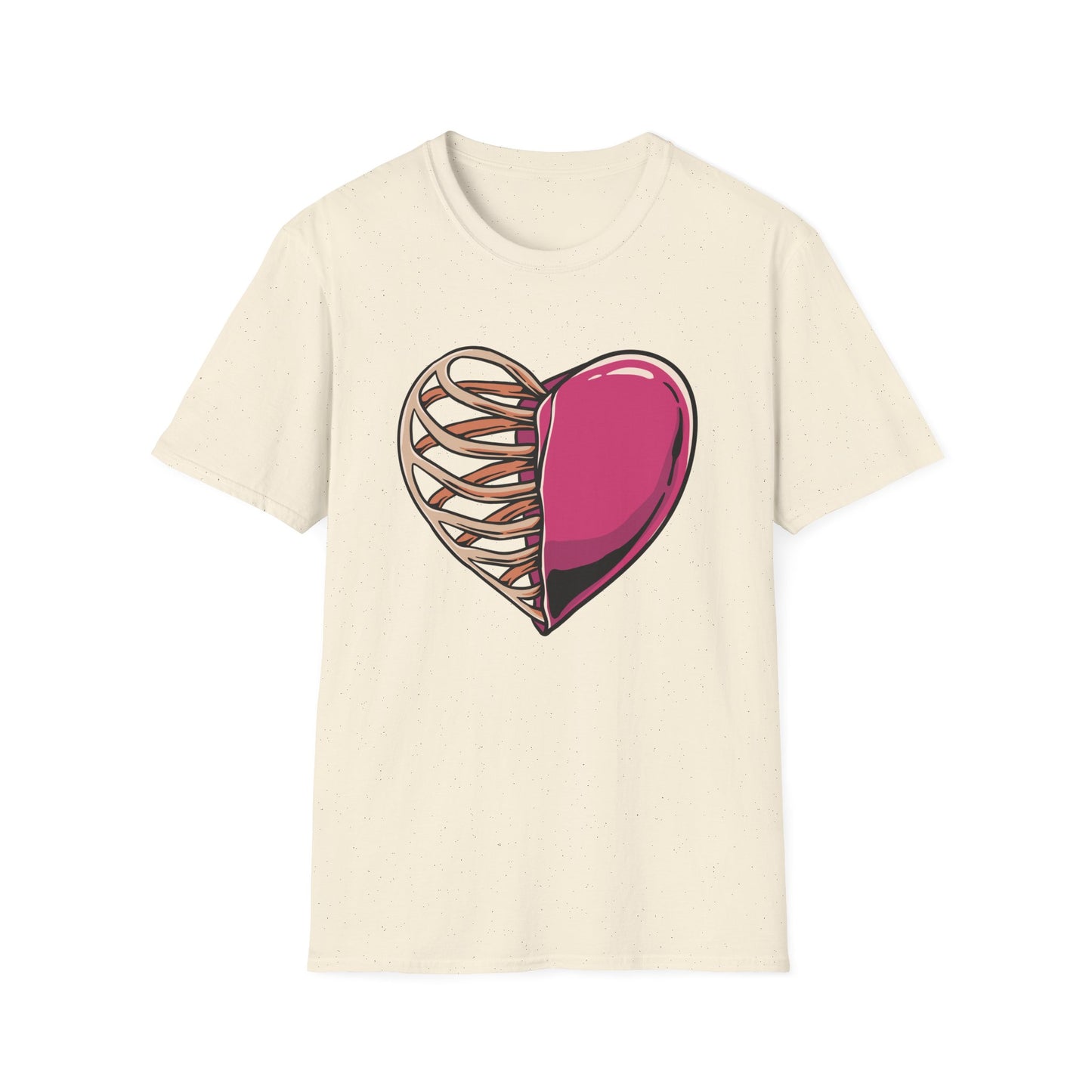 Intriguing Half Heart Rib Cage T-Shirt | Unique Anatomical Love & Vulnerability Tee Design