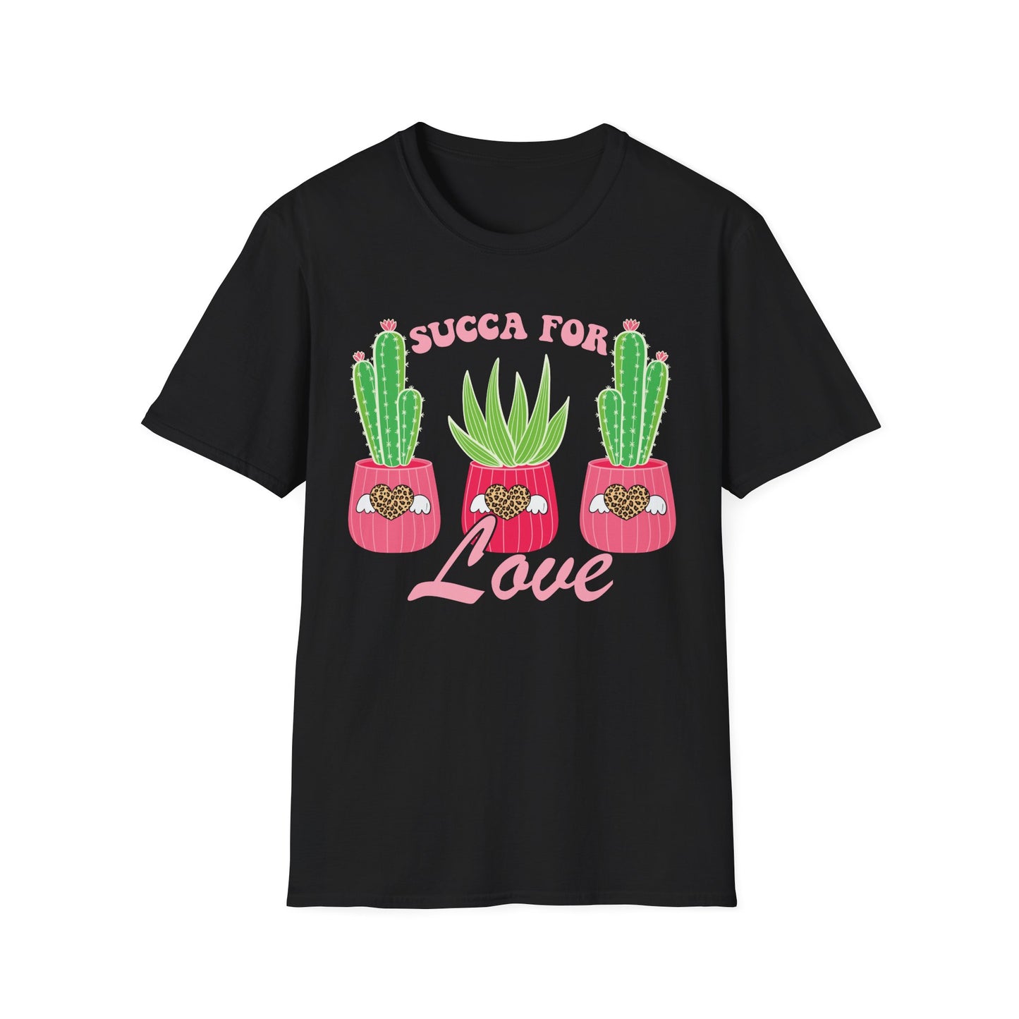 Adorable "Succa for Love" T-Shirt | Trendy Succulent & Cactus Tee with Leopard Hearts | Perfect Gift for Plant Lovers!