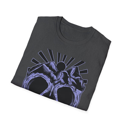 Mystical Mountain Skull T-Shirt | Striking Dark Art Tee with Cosmic Rays - Unique Gothic Nature Graphic for Adventurers & Aesthetic Lovers
