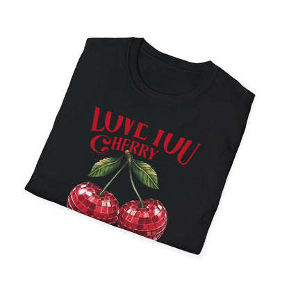 Sparkling Disco Cherry Love T-Shirt | 'Love You Cherry Much' Punny Tee | Retro Valentine's Gift | Unique Graphic Tee