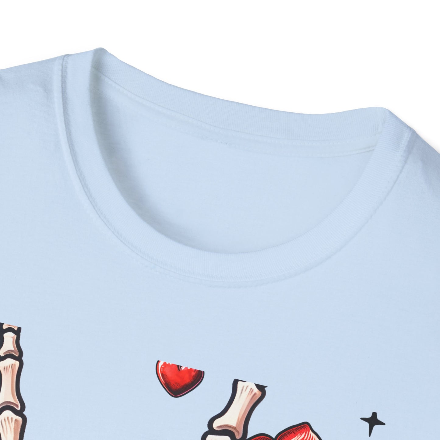 Unleash Your Dark Romance: 'Loved to Dead' Skeleton Rock Hand Rose T-Shirt | Edgy Gothic Valentine's Gift