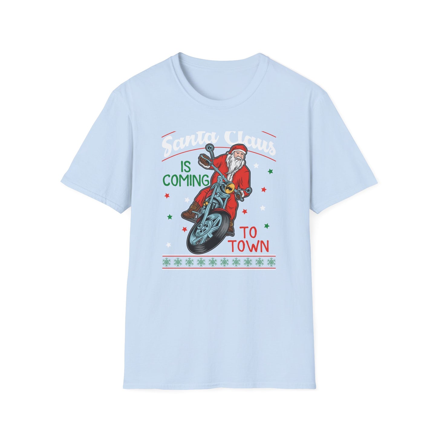 Epic Santa Biker T-Shirt - Cool Christmas Motorcycle Tee | Funny Holiday Rider Apparel Gift for Men & Women | 'Santa Is Coming To Town'