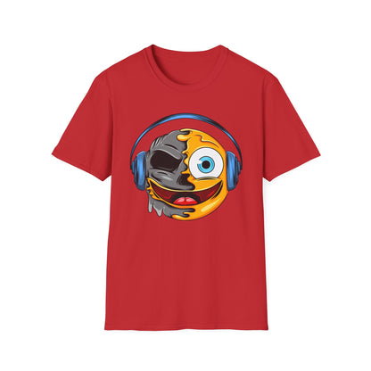 Mind-Blowing Melting Emoji Skull Headphones T-Shirt - Awesome Music Lover DJ Rave Tee