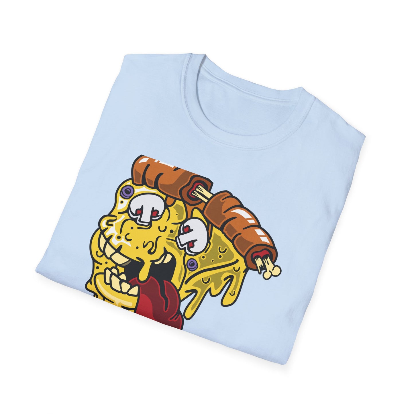 Dripping Zombie Pizza Slice T-Shirt - Ghoulish Horror Foodie Monster Tee for Halloween & Unique Style