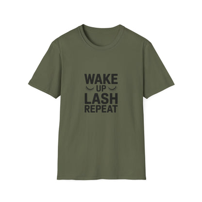 WAKE UP LASH REPEAT T-Shirt | Chic Eyelash Tech & Beauty Lover Tee | Empowering Lash Artist Gift Top