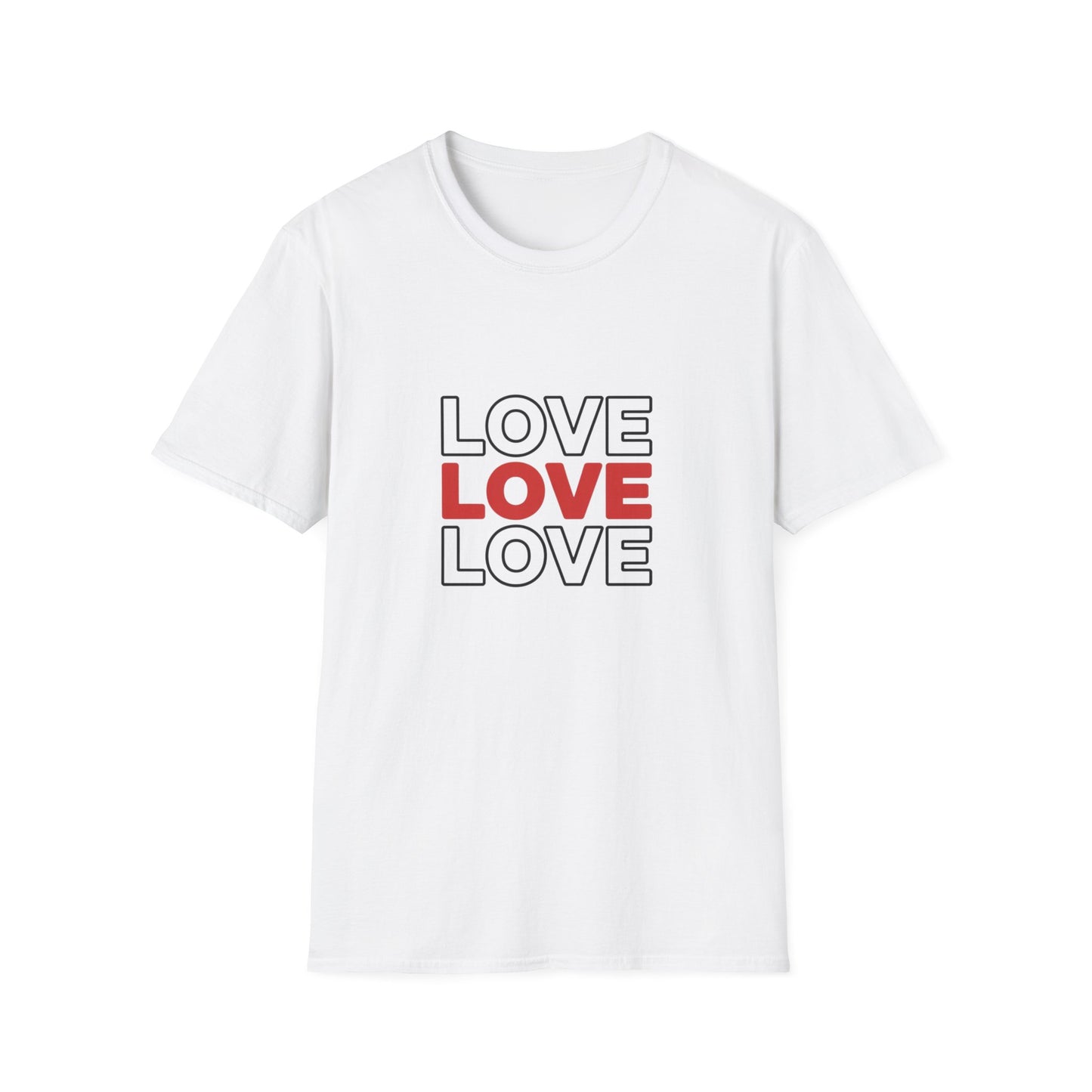 Vibrant 'LOVE LOVE LOVE' T-Shirt | Modern Red & Outline Design | Express Your Passion | Stylish Unisex Tee Gift