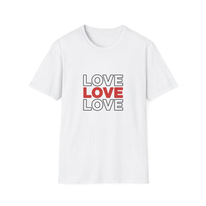 Vibrant 'LOVE LOVE LOVE' T-Shirt | Modern Red & Outline Design | Express Your Passion | Stylish Unisex Tee Gift