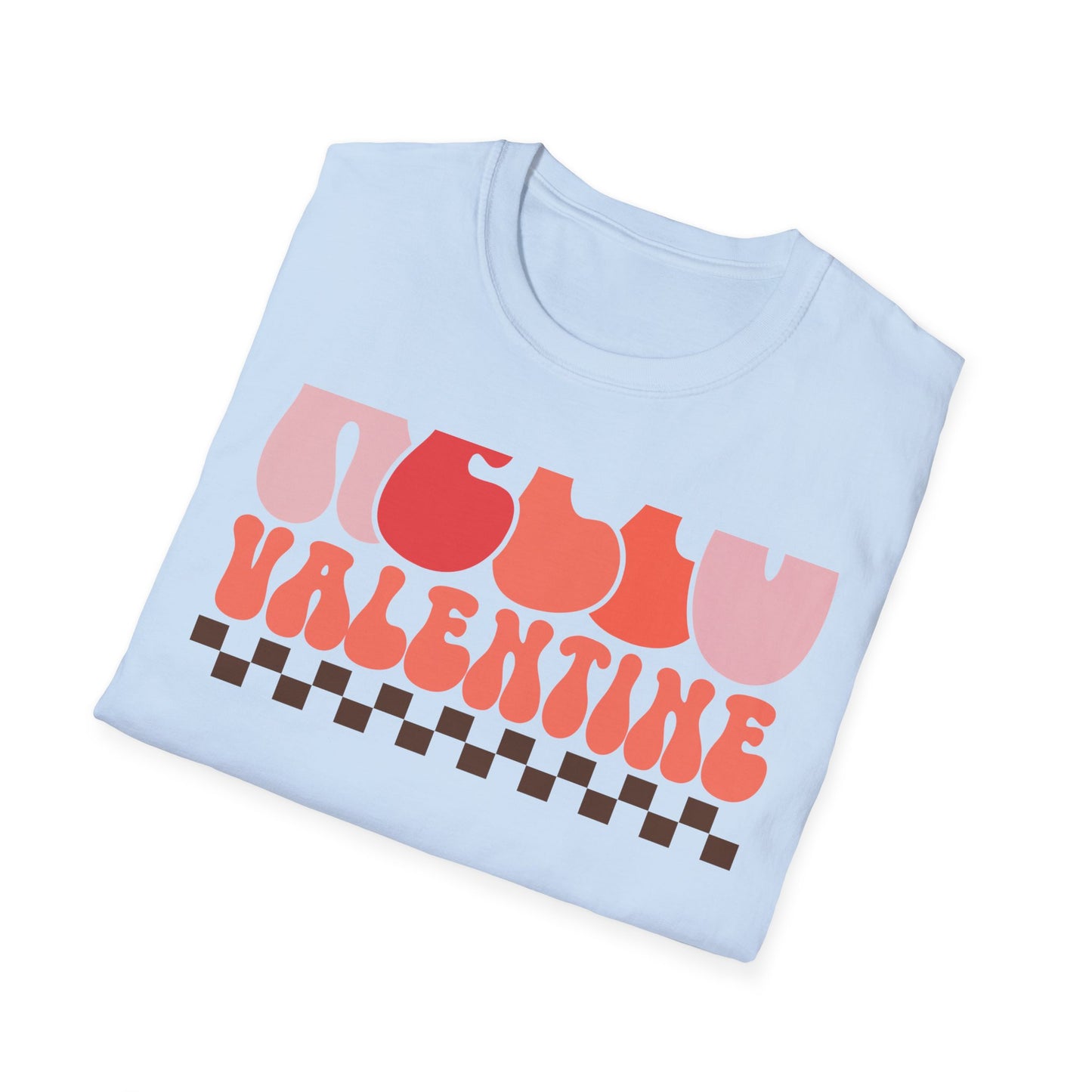 Groovy Hello Valentine T-Shirt - Retro 70s Style Tee with Checkerboard Print | Trendy Valentine's Day Gift for Her