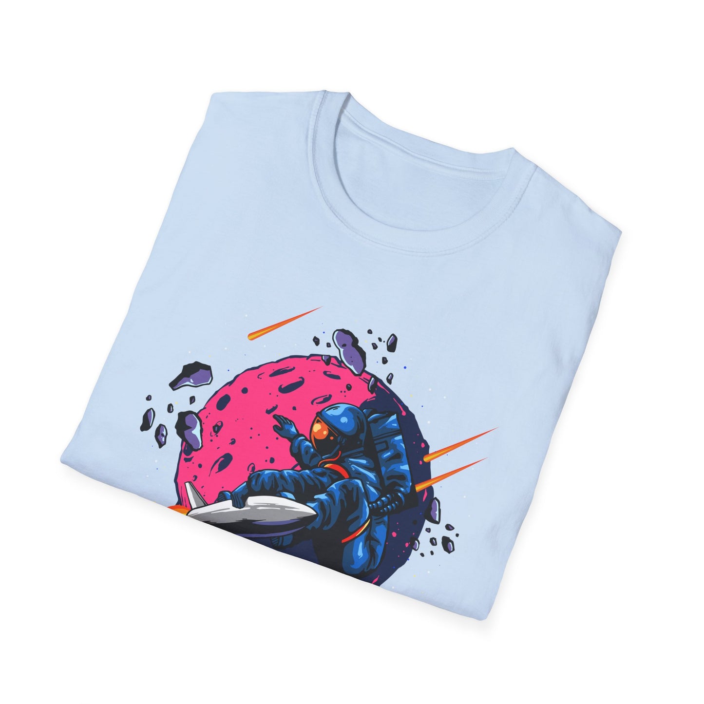 Epic Space Surfer Astronaut T-Shirt | Thrilling Galactic Rocket Ride Design Tee for Sci-Fi & Adventure Fans