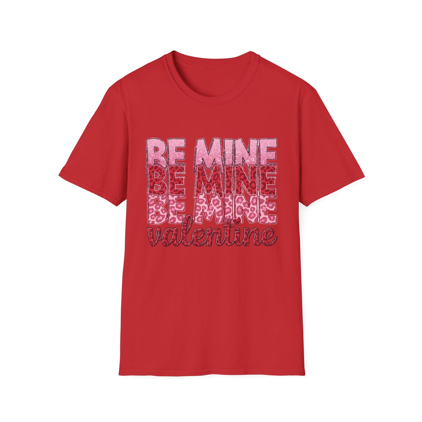 Adorable Be Mine Valentine T-Shirt | Trendy Pink & Red Leopard Print Tee for Her | Sweet V-Day Gift
