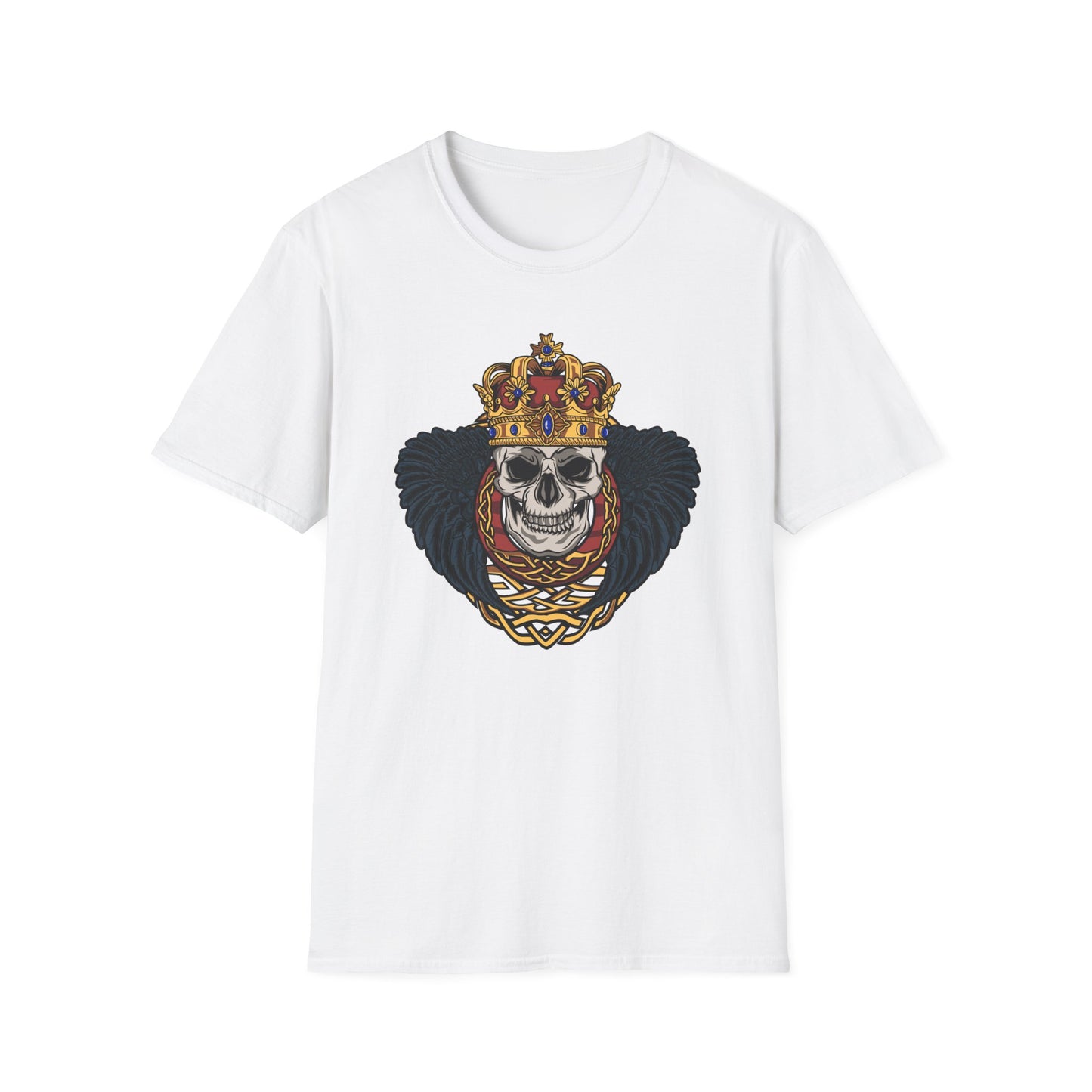 Majestic Regal Skull T-Shirt | Crowned King Skull with Dark Wings & Celtic Knot | Gothic Fantasy Apparel Gift