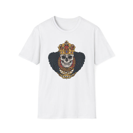 Majestic Regal Skull T-Shirt | Crowned King Skull with Dark Wings & Celtic Knot | Gothic Fantasy Apparel Gift
