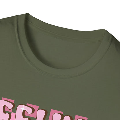 Feeling Lucky Groovy T-Shirt | Pink Heart Dice Retro Aesthetic Tee | Trendy Y2K Cute Sparkling Top for Women & Teens