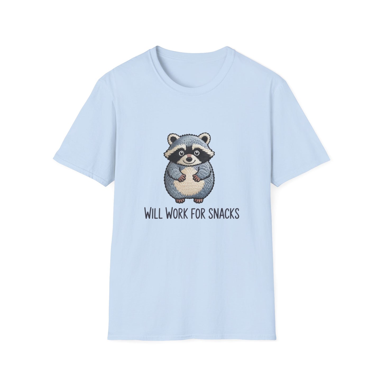 Hilarious Raccoon 'Will Work For Snacks' T-Shirt - Adorable Foodie & Animal Lover Graphic Tee