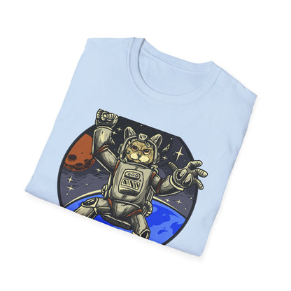 Gravity-Defying Astronaut Cat T-Shirt | Grumpy Space Kitty Tee | Unique Sci-Fi Animal Lover Gift
