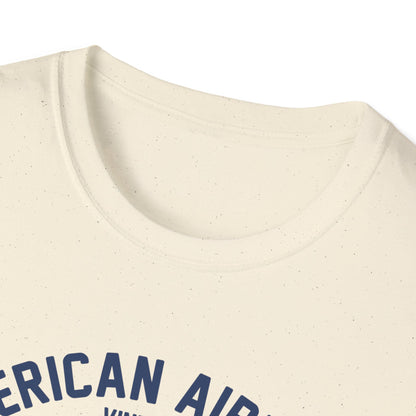 Vintage Skeleton Pilot Biplane T-Shirt - American Airways Fly Away Retro Aviation & Thrilling Thumbs Up Tee