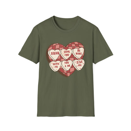 Charming Retro Conversation Hearts T-Shirt | Vintage Valentine's Day Sweetheart Candy Box Tee | Adorable Love Gift
