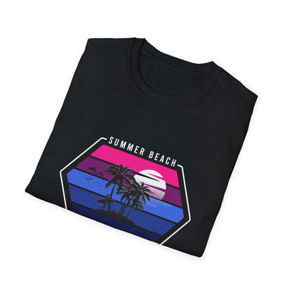 Vibrant Retro Sunset Surfer T-Shirt | Ultimate Beach Paradise Vacation Tee for Summer Lovers