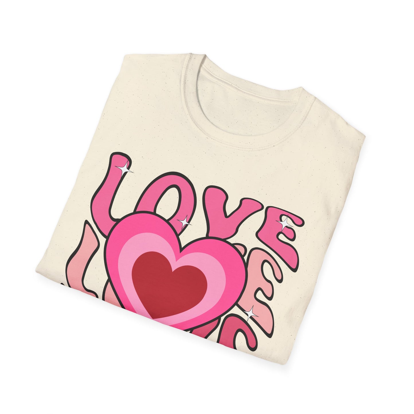Groovy Pink Love Heart T-Shirt | Retro Y2K Sparkle Tee | Adorable Valentine's Day Gift for Her & Him