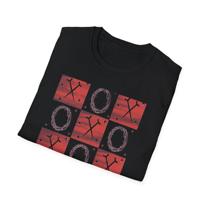 Meaningful Christian 'Original Love Letters' T-Shirt | Unique Cross & Crown of Thorns Design - Faith Tic-Tac-Toe Apparel