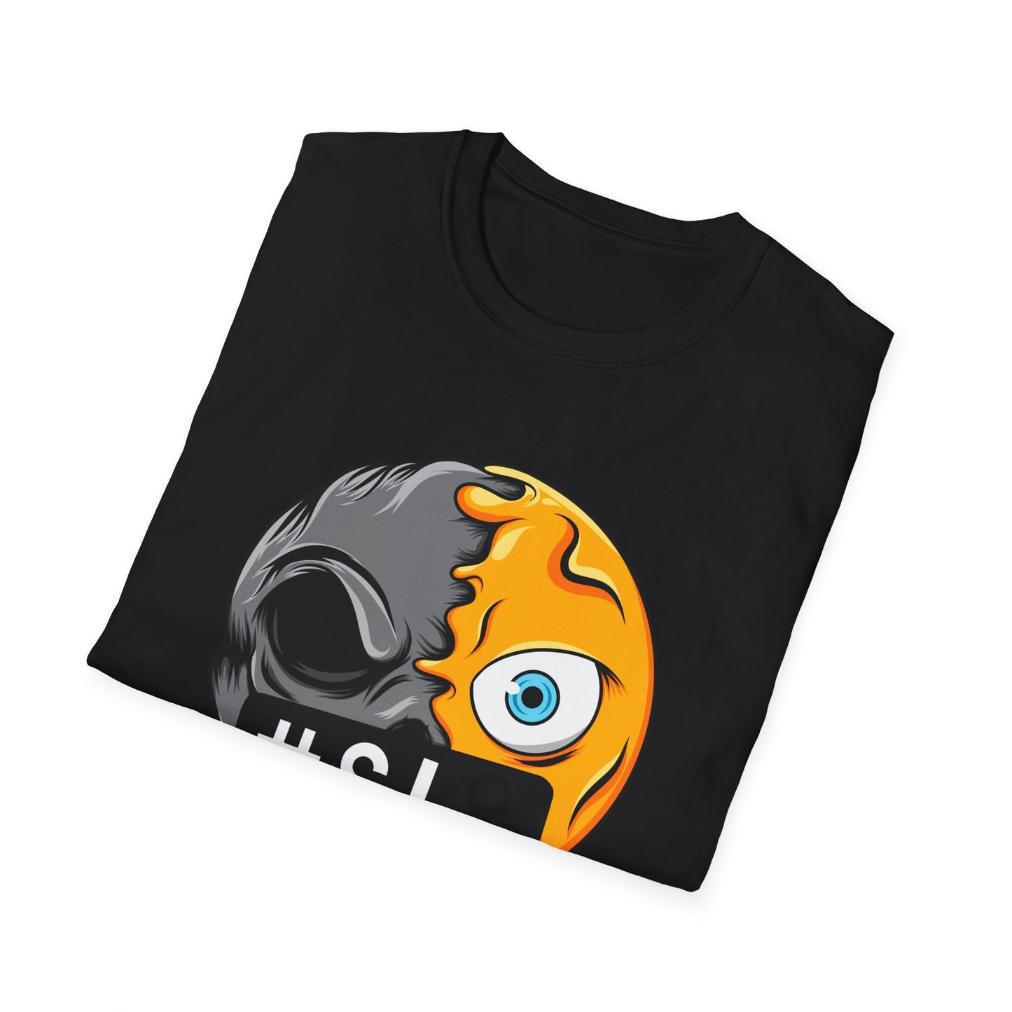 Bold Censored Emoji Skull T-Shirt - Edgy Duality Graphic Tee | Express Your Inner Mood