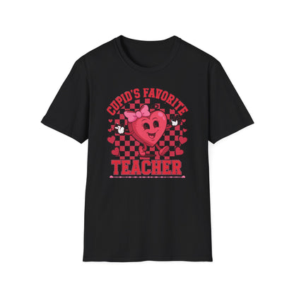Adorable Cupid's Favorite Teacher T-Shirt - Sweet Valentine's Day Gift for Educators | Retro Heart Love Tee