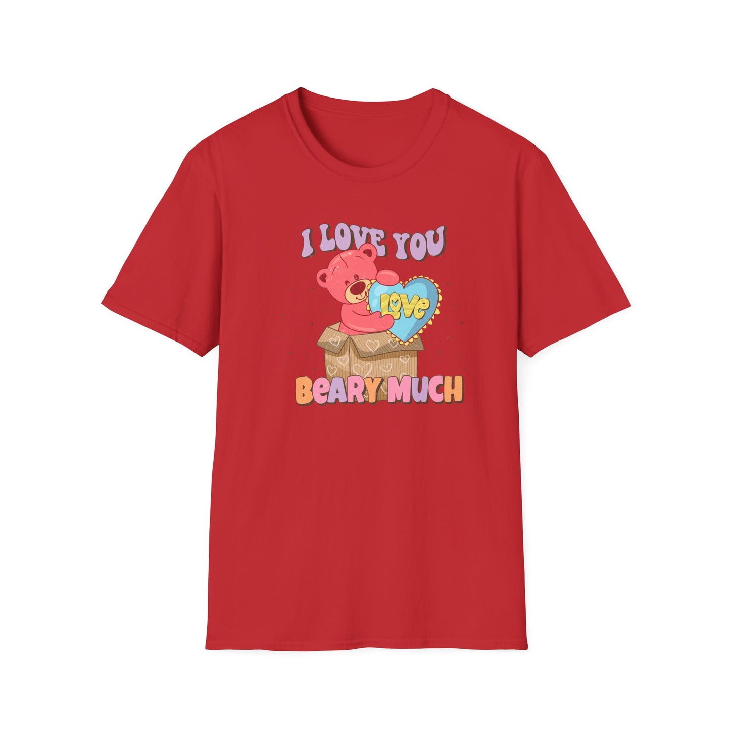 Expressive 'I Love You Beary Much' Teddy Bear T-Shirt - Adorable Love Heart Pun Tee - Sweet Valentine's Day & Anniversary Gift