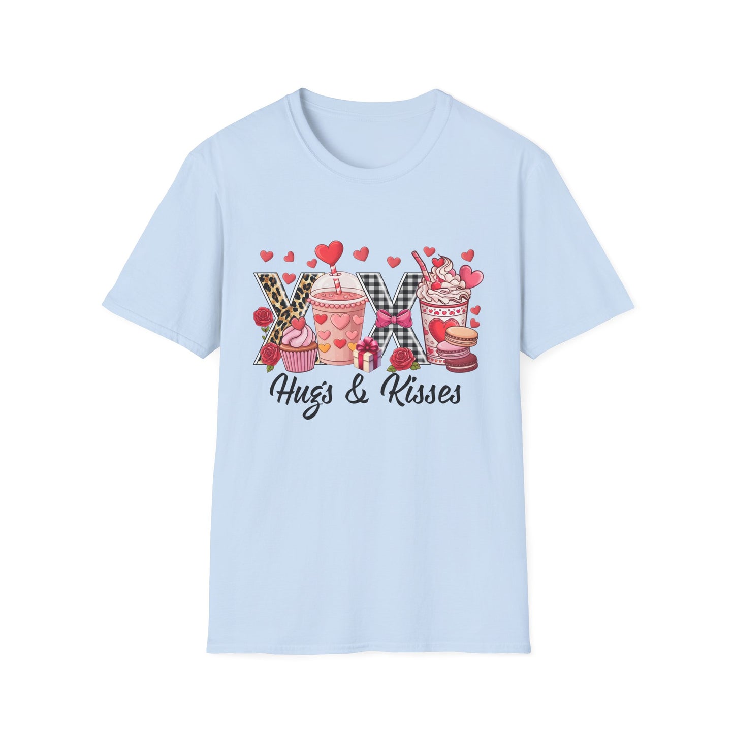 Chic Valentine's Day T-Shirt | Sweet Treats & Love Hearts Graphic Tee | Leopard Gingham Cupcake Macaron Frappuccino