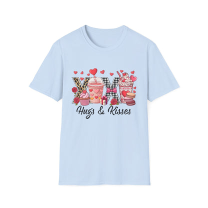 Chic Valentine's Day T-Shirt | Sweet Treats & Love Hearts Graphic Tee | Leopard Gingham Cupcake Macaron Frappuccino