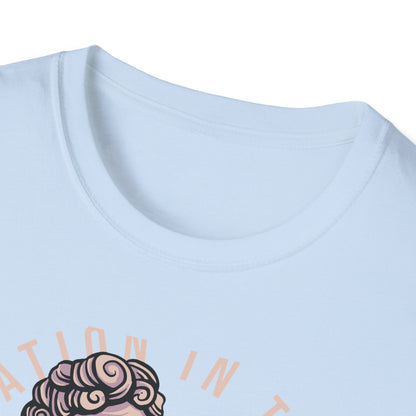 Captivating "Imagination in the Dark" Cherub T-Shirt - Aesthetic Blindfolded Angel Tee for Unique Style Seekers