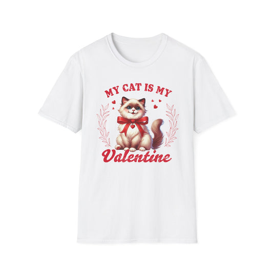 Adorable My Cat Is My Valentine T-Shirt | Cute Fluffy Kitten Love Tee | Perfect Pet Owner Gift for Her
