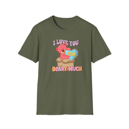 Expressive 'I Love You Beary Much' Teddy Bear T-Shirt - Adorable Love Heart Pun Tee - Sweet Valentine's Day & Anniversary Gift