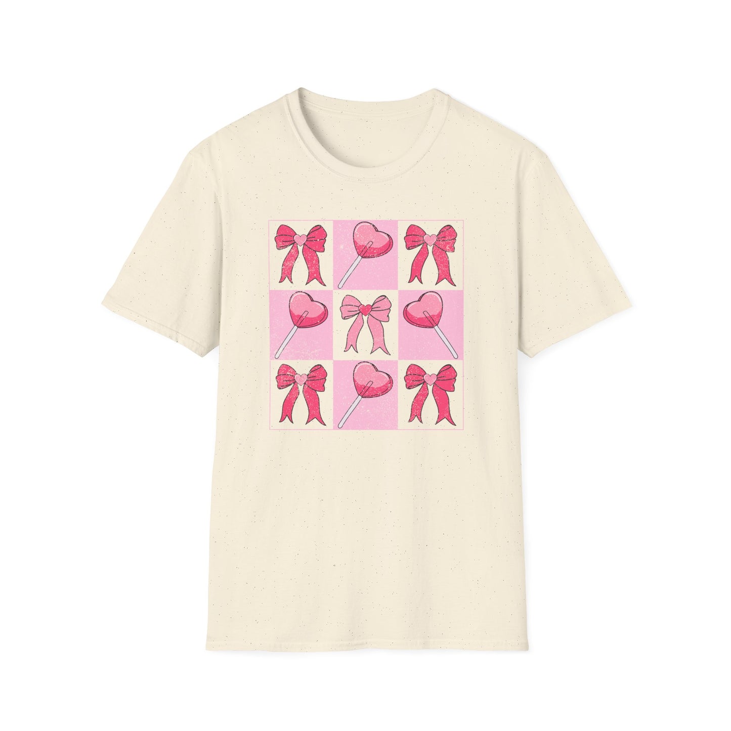 Distressed Pink Bows & Heart Lollipops T-Shirt | Sweet Grunge Love Core Aesthetic Tee for Women & Teens