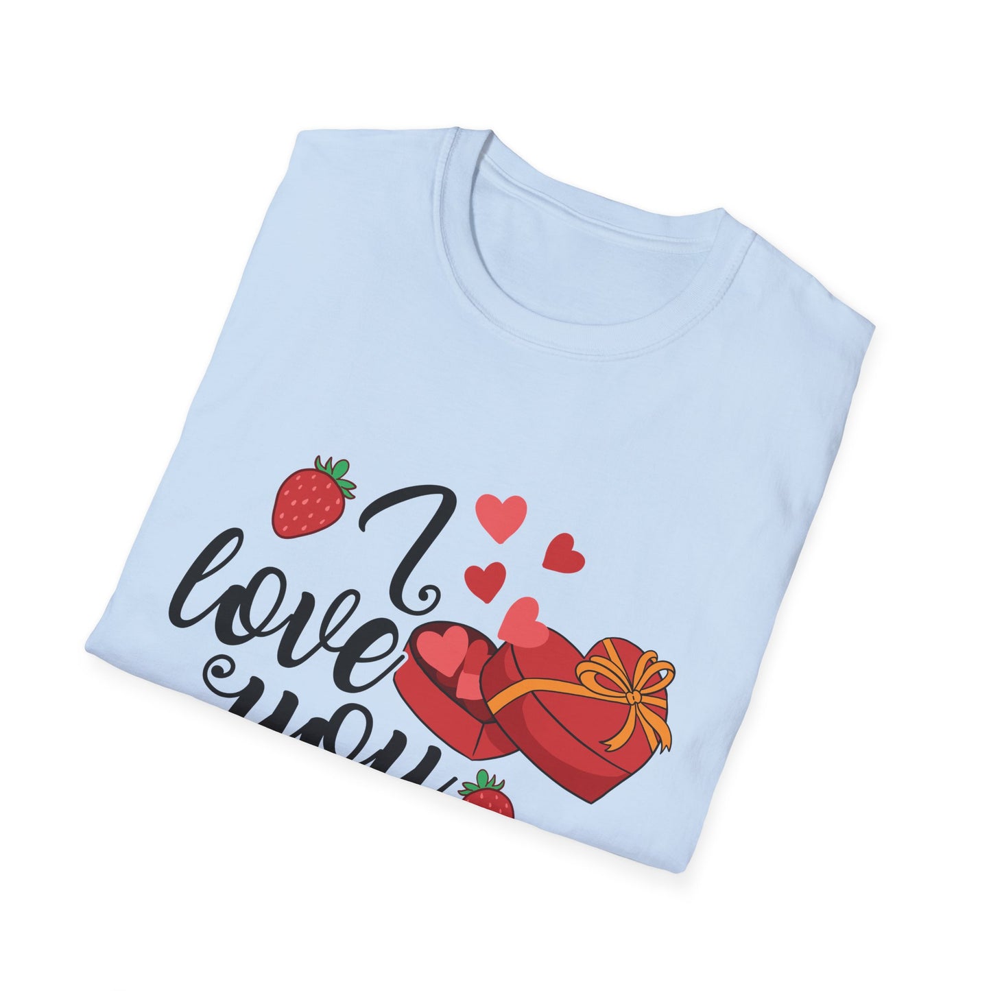 Sweet Valentine's Gift Box T-Shirt with Hearts & Strawberries | Adorable Romantic Tee for Her | Perfect Love Anniversary Apparel