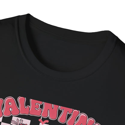 Groovy Valentine Vibes T-Shirt | Adorable Retro Heart Peace Sign Tee with Flower Crown for Valentine's Day