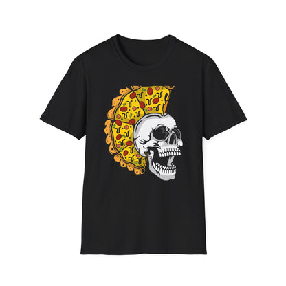 Epic Pizza Mohawk Skull T-Shirt | Radical Foodie & Punk Rock Style Tee | Unique Apparel for Men & Women