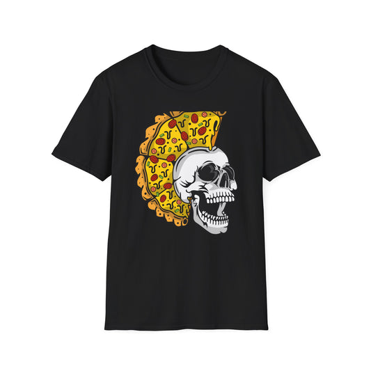 Epic Pizza Mohawk Skull T-Shirt | Radical Foodie & Punk Rock Style Tee | Unique Apparel for Men & Women