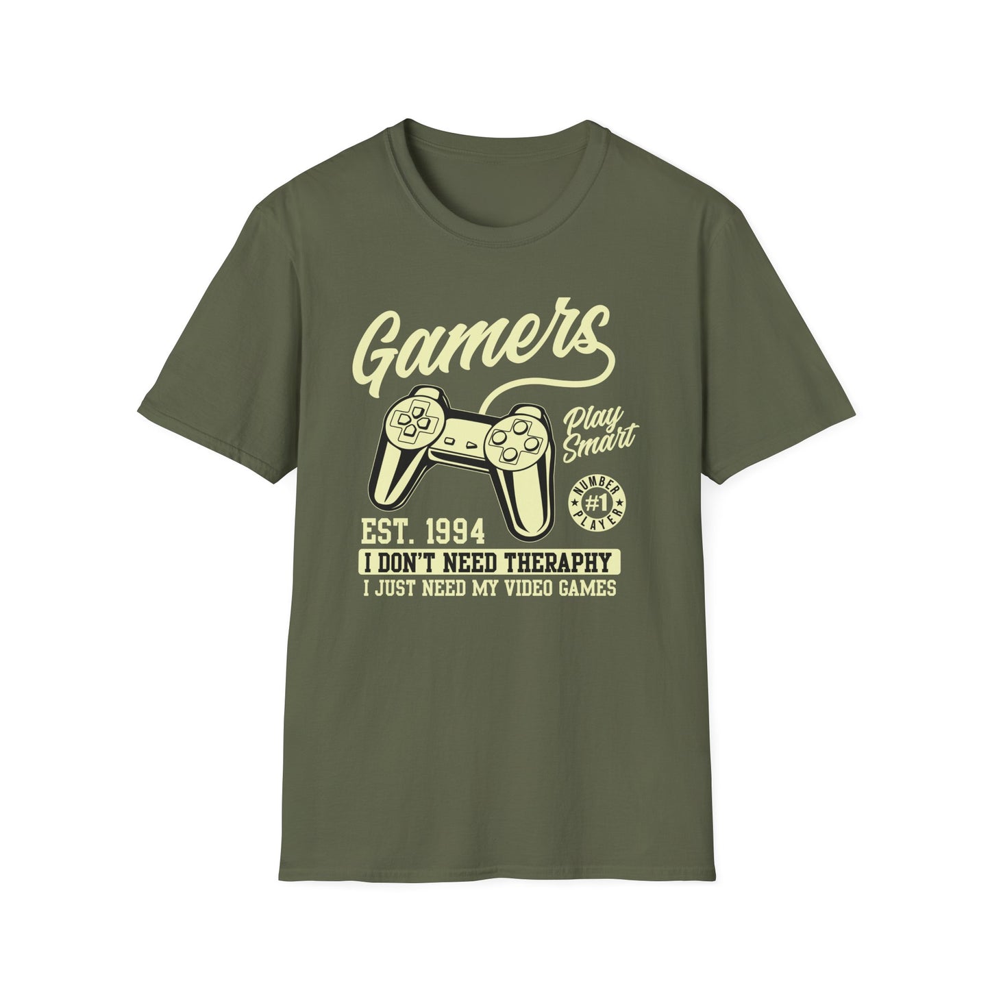 Hilarious Gamer T-Shirt: 'I Don't Need Therapy, Just My Video Games' - Retro Controller Tee for Ultimate Gaming Fans!