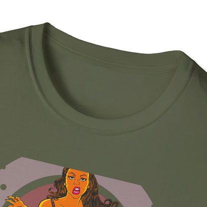 Edgy Retro Pin-Up Girl & Cracked TV Bowling T-Shirt | Bold Pop Art Vibe Women's Tee | Unique Vintage Statement Gift