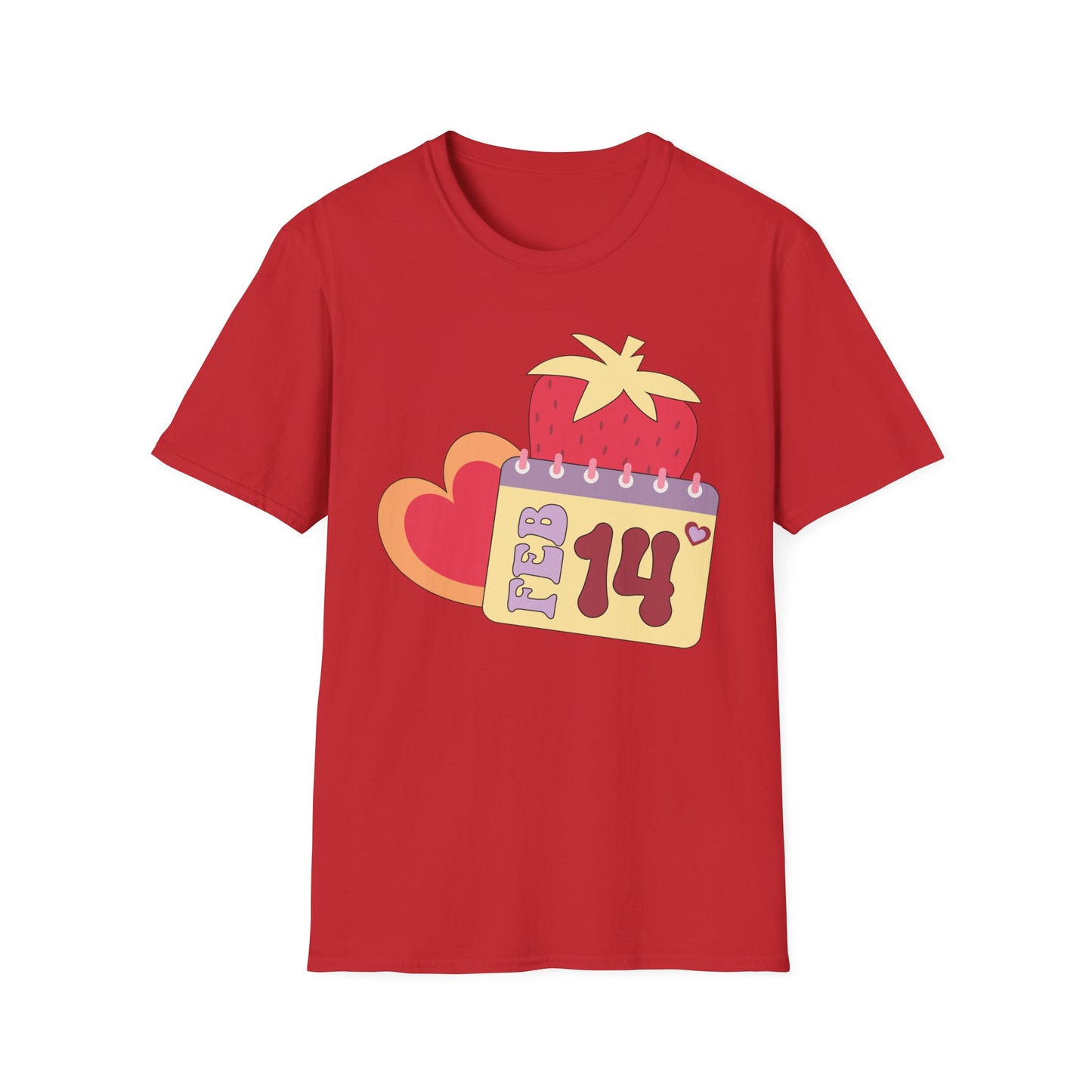 Sweet Valentine's Day T-Shirt: Adorable Feb 14th Strawberry Calendar Design - Perfect Love Gift Tee