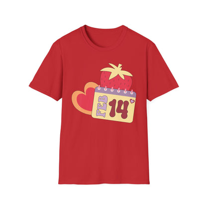 Sweet Valentine's Day T-Shirt: Adorable Feb 14th Strawberry Calendar Design - Perfect Love Gift Tee
