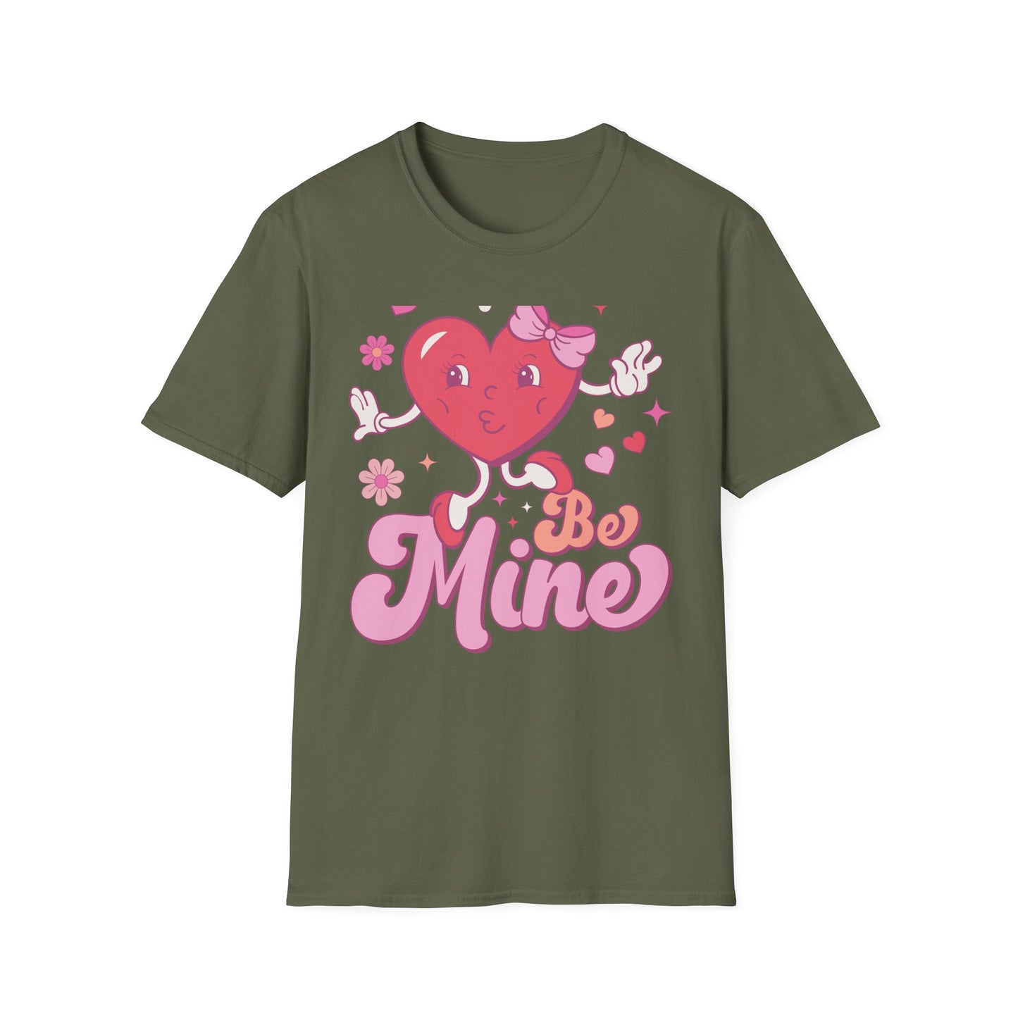 Adorable Retro "Be Mine" Cartoon Heart T-Shirt | Groovy Valentine's Day Gift for Her | Cute Love Graphic Tee
