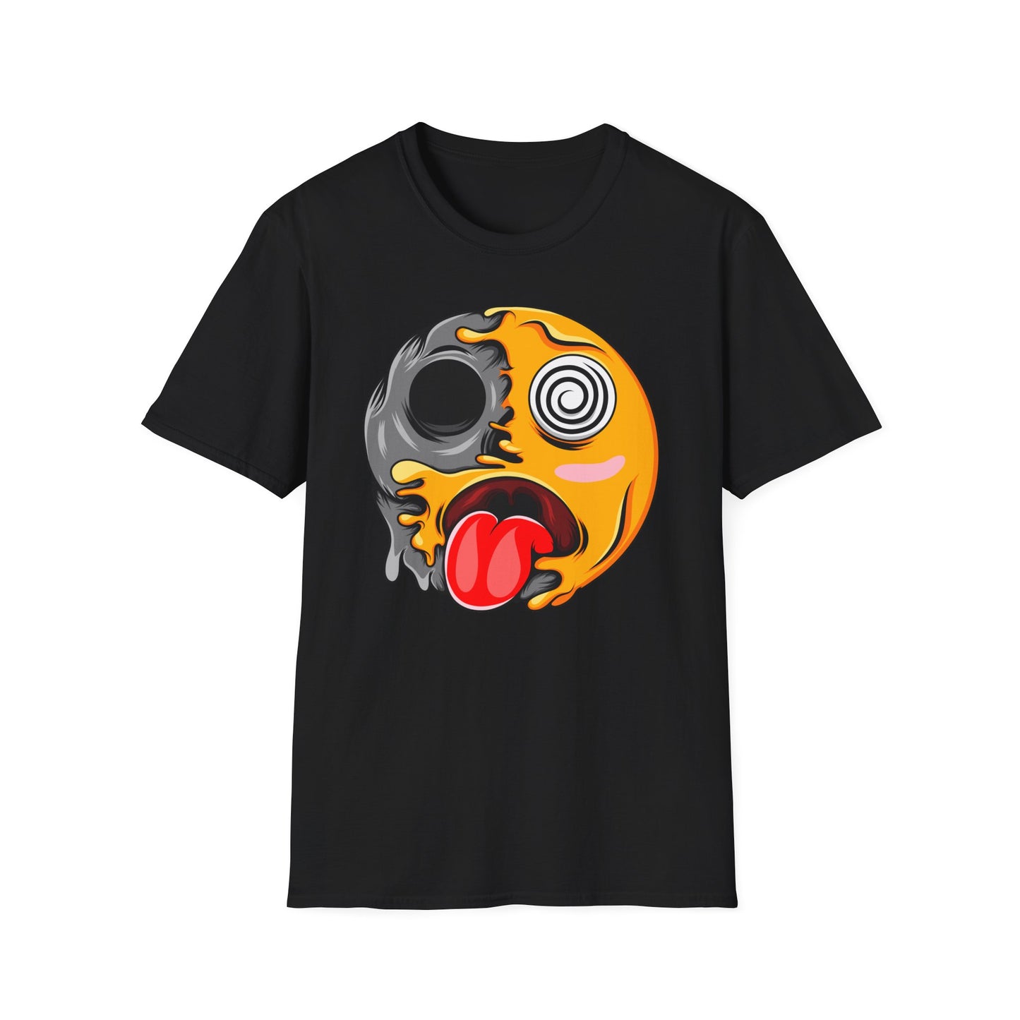 Trippy Melting Skull Emoji T-Shirt - Unique Psychedelic Graphic Tee | Cool Streetwear Statement Gift