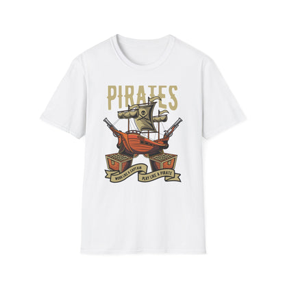 Bold Pirate Ship & Treasure T-Shirt | Work Like A Captain Play Like A Pirate Tee | Epic Adventure Lover Gift