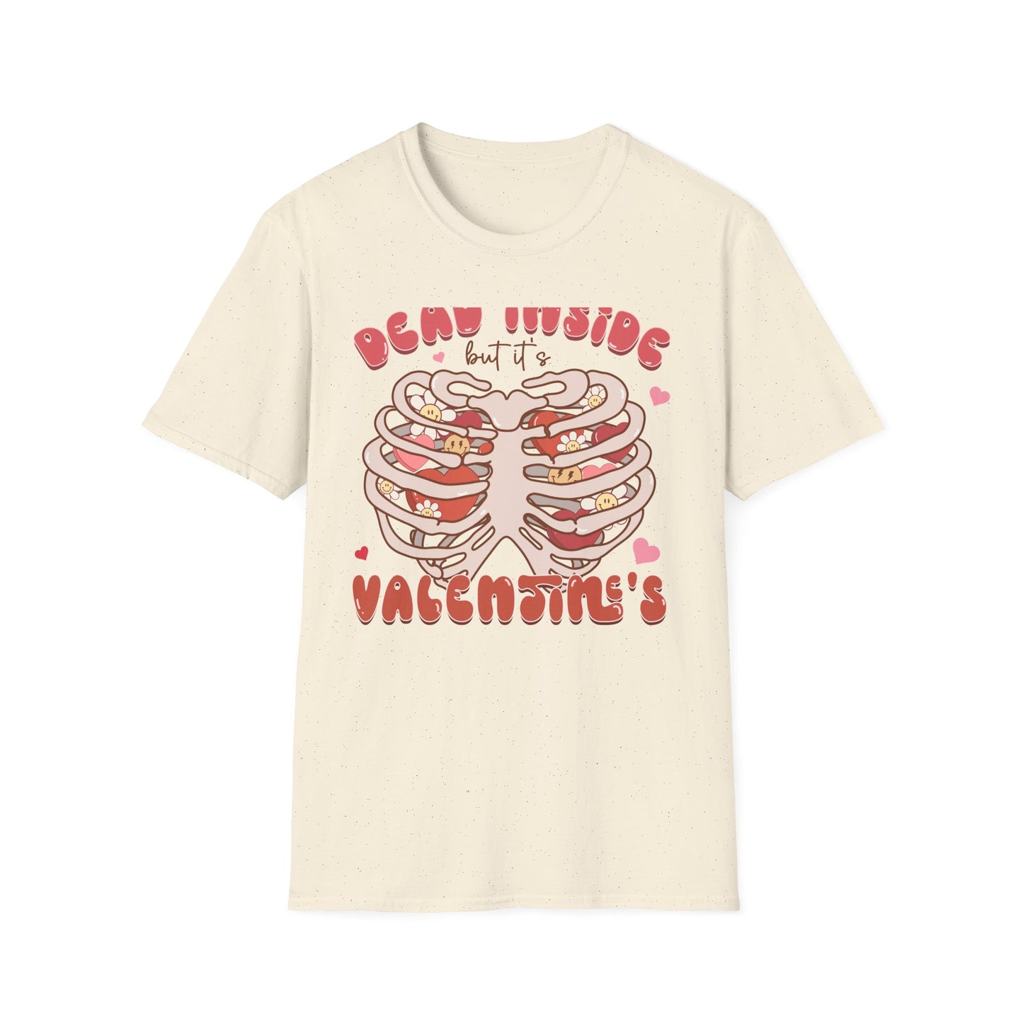 Trendy Dead Inside But Valentine's T-Shirt - Cute Goth Rib Cage Hearts & Daisies Tee | Unique Anti-VDay Humor Gift