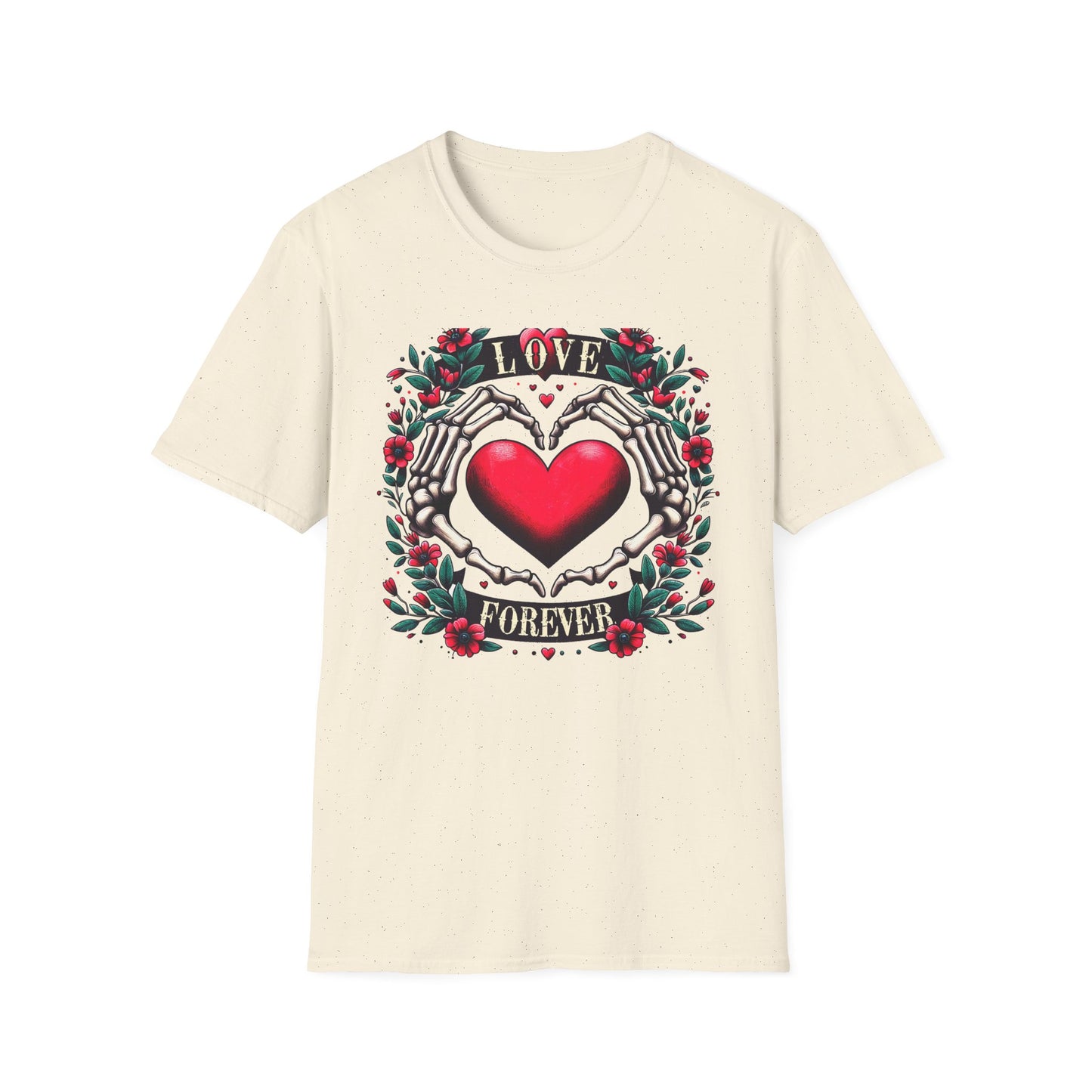 Stunning Love Forever Skeleton Hands Heart T-Shirt | Gothic Romance Till Death Do Us Part Tee | Unique Couple's Gift