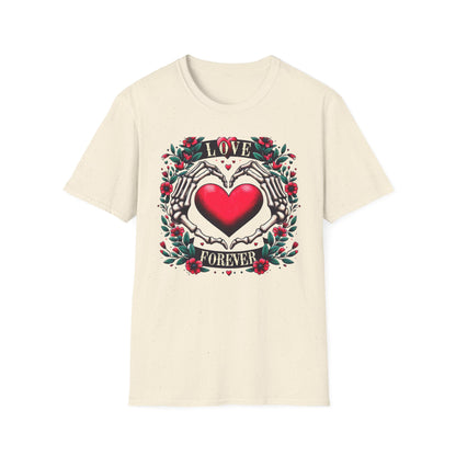 Stunning Love Forever Skeleton Hands Heart T-Shirt | Gothic Romance Till Death Do Us Part Tee | Unique Couple's Gift